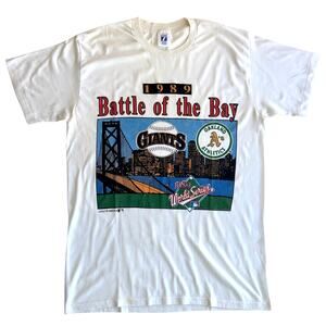 1989 World Series Battle of the Bay Tee Giants A's Single Stitch Mens L Fits M